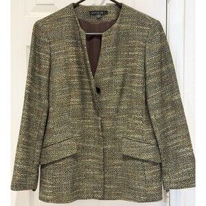 Lafayette 148 New York Women’s Blazer Jacket Size 8 Green Tweed 3 Button